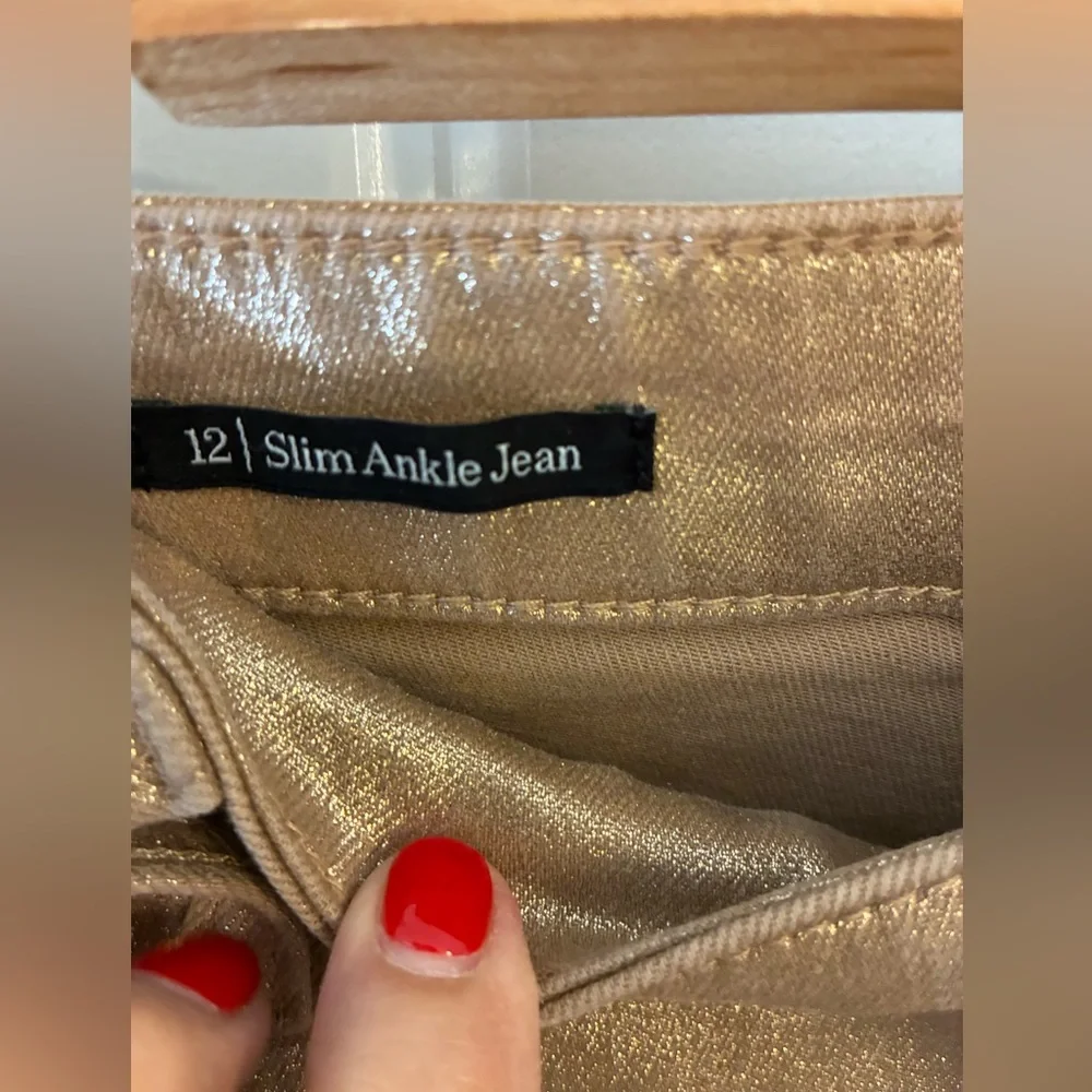 Talbots Slim Ankle Jeans Gold Shimmer Size 12